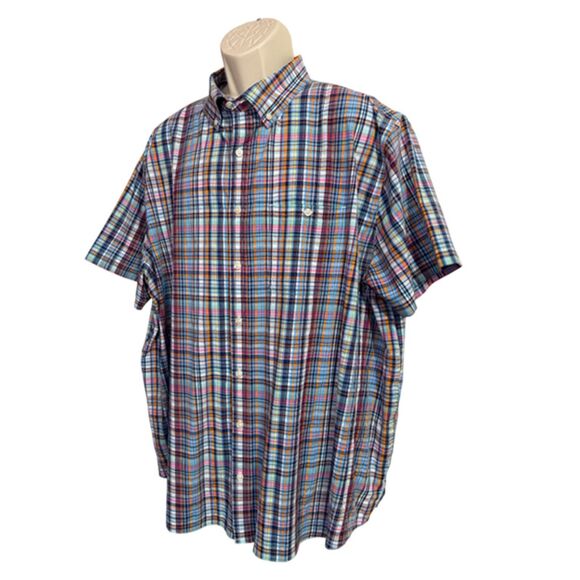 Croft & Barrow Blue Multi-color Plaid Short Sleeve Shirt Size 2XB - Picture 4 of 12